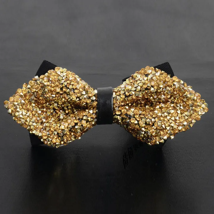 (Buy 1 Get 1) Men'S Casual Fashion Rhinestone Exquisite Nightclub Solid Color Bow Tie