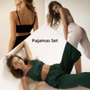 Women Cozy Solid Color Satin Camis And Pants Loungewear Pajamas Sleepwear Set