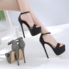 Women Fashion Simple Solid Color Waterproof Platform Thin Heeled Sandals Wedges