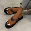 Women Fashion Plus Size Vacation Beach Rhinestone Flat Slippers