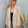 Women Fashion Solid Color Pocket Lapel Button Blazer