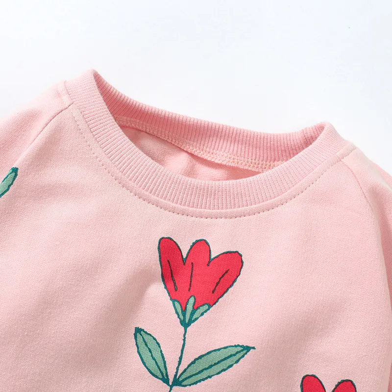 Kids Toddler Big Girls Summer Fashion Casual Sweet Cotton Solid Color Floral Round Neck Long Sleeve Dress