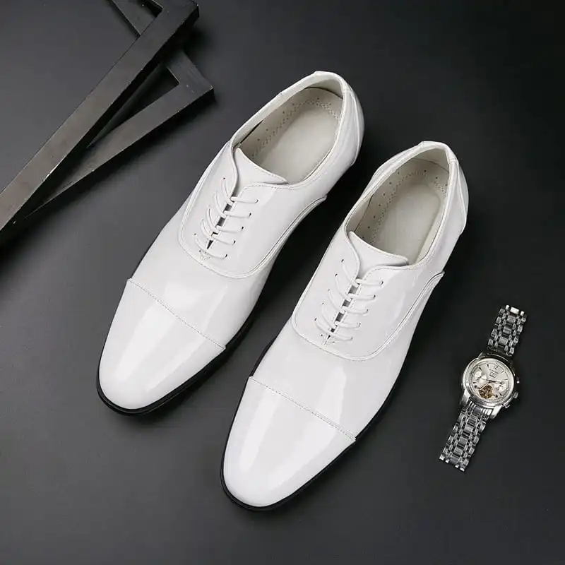 Men Fashion Pointed Toe Lace-Up Micro Leather Shoes