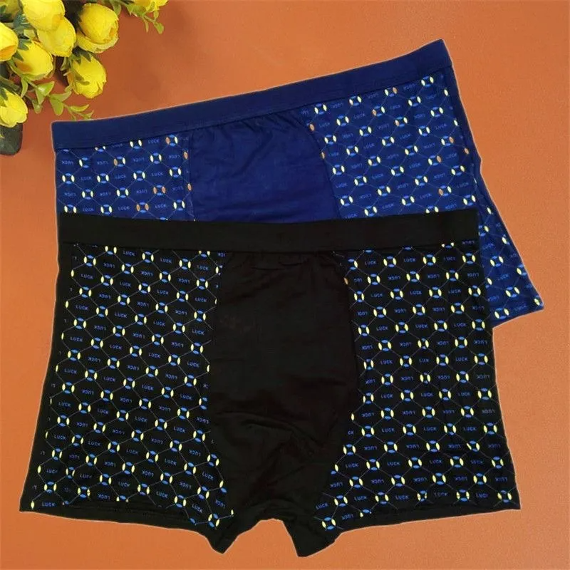 Men Fashion Casual Simple Floral Stripe Modal Mid Waist Boxer Pants