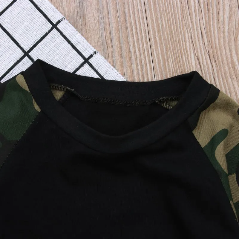 2 Pcs Baby Infant Toddler Boy Camouflage Print Tops And Pants Set