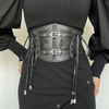 Women Fashion Lace Stitching Strap Pu Slim Defined Waist Stretchy Belt