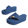 Women Fashion Casual Plus Size Solid Color Denim Thick-Soled Slippers