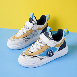 Kids Unisex Casual Cute Colorblock Breathable Mesh Preppy Lace-Up Velcro Sneakers