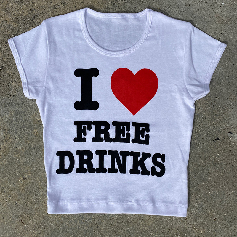 Women Simple Letter Print Round Neck Pullover Short-Sleeved T-Shirt