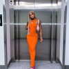 Women Fashion Sexy Basic Solid Color Sleeveless Tight Maxi Dress