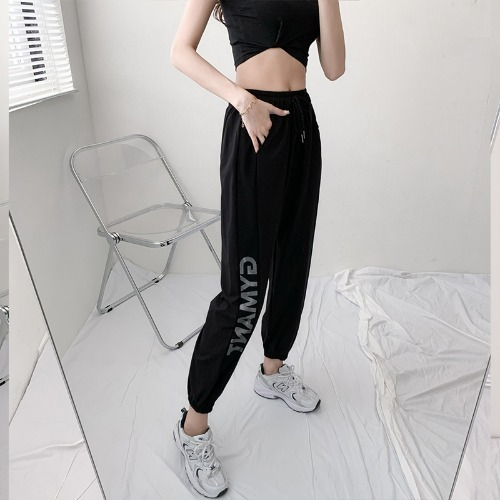 Fashion Athleisure Women Summer Casual Letter Print Quick-Drying Sports Pants