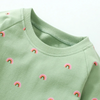 Kids Toddler Big Girls Summer Fashion Casual Sweet Cotton Solid Color Rainbow Pattern Round Neck Long Sleeve Dress