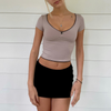 Fashion Edgy Summer U-Neck Short T-Shirt Crop Top Women