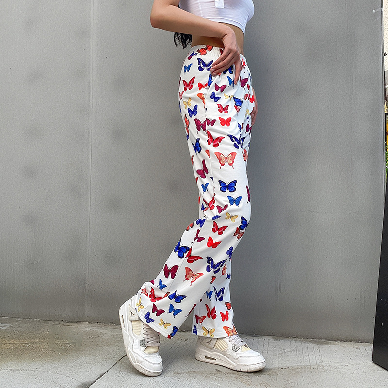 Women'S Fashion Casual Butterfly Printing Loose Trousers