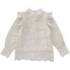 Girls Cute Slim Solid Color Flower Lace Lined Long-Sleeved Blouse
