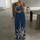 Women Elegant Off-Shoulder Floral Print Casual High Waist Wed Leg Jumpsuits