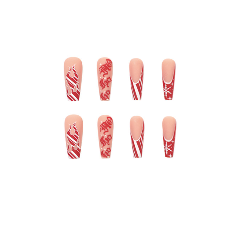 ( Buy 1 Get 2 ) Women Fashion Christmas Flame Snowflake Wearable False Nails