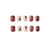 ( Buy 1 Get 2 ) Women Fashion Red Glitter Christmas Leaves Wearable False Nails