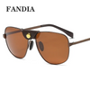 Men Fashion Round Metal Frame With Leather Sunglasses