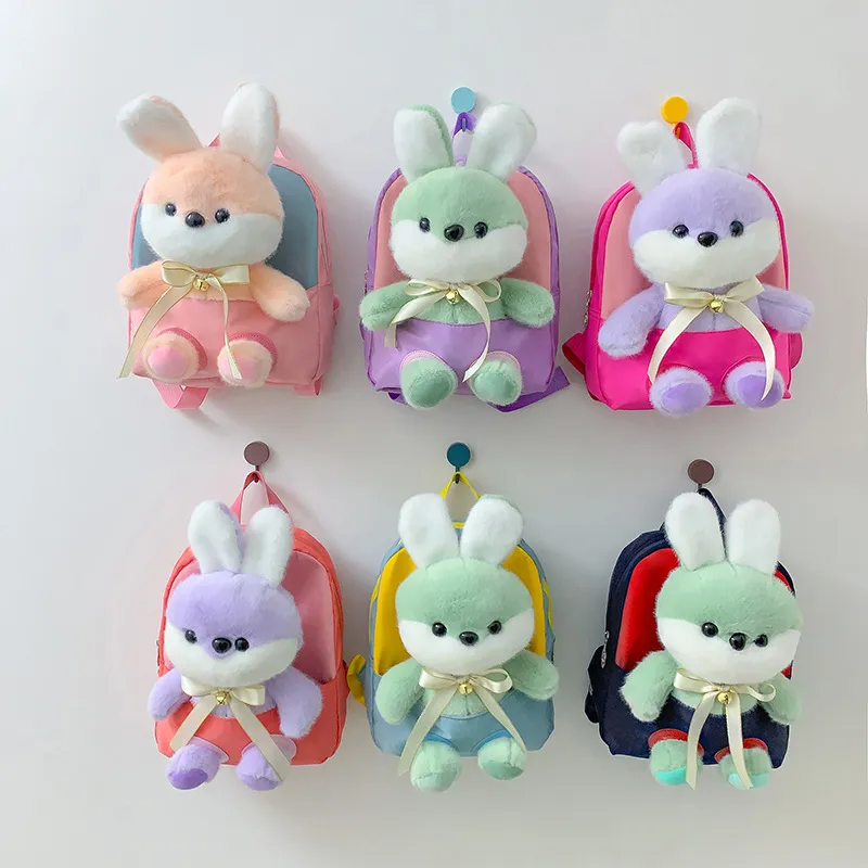 Children Kids Baby Fashion Boys Girls Cartoon Rabbit Doll Plushtoy Backpack School Bag