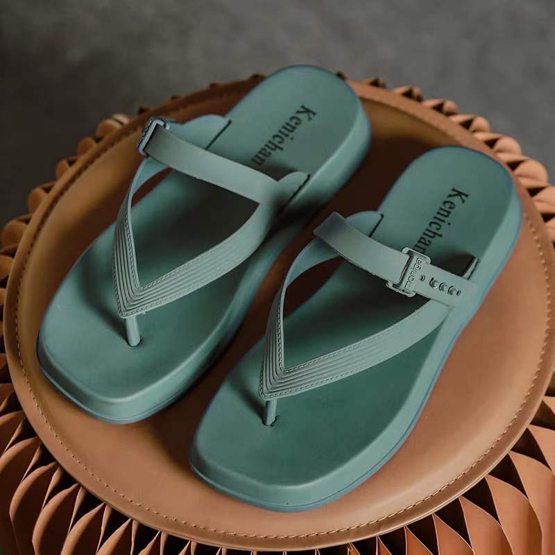 ( 2 pair ) Women Casual Fashion Vacation Beach Solid Color Thick-Soled Slippers