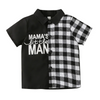 (Buy 1 Get 2) Toddlers Newborn Baby Fashion Boys Short Sleeve Patchworking Letter Plaid Print Shirt