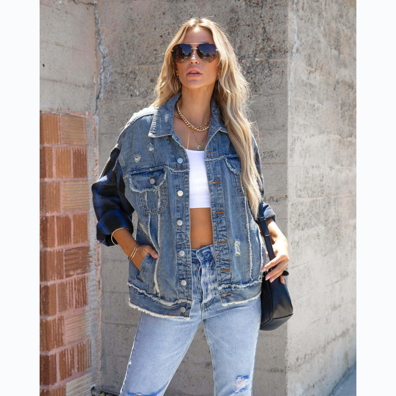 Autumn Winter Street Fashion Style Women Casual Long Sleeve Denim Jacket Coat