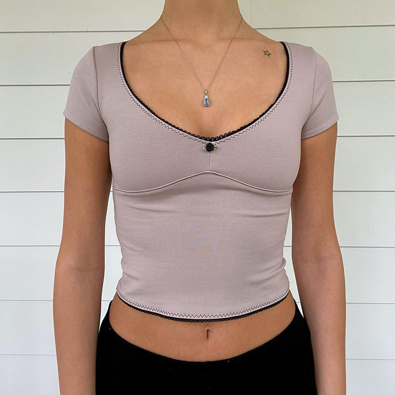 Fashion Edgy Summer U-Neck Short T-Shirt Crop Top Women