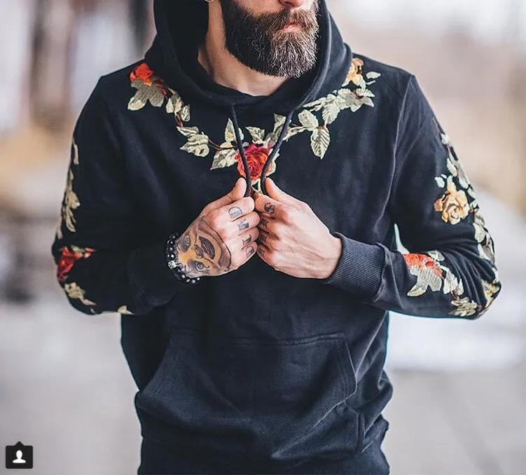 Men Casual Printed Hooded Long-Sleeved Hoodies