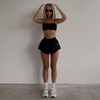 Women Fashion Athleisure Solid Color Long-Sleeved Pullover Top Casual Shorts Casual Sports Set