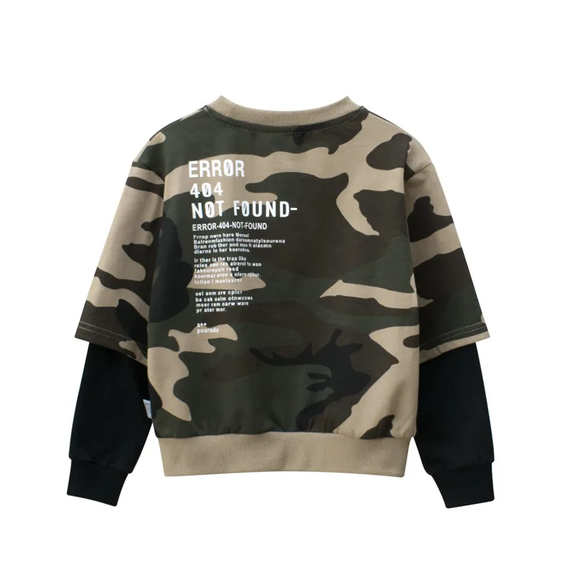 Children Kids Toddlers Boys Long Sleeve Camouflage Letter Print Sweatshirt