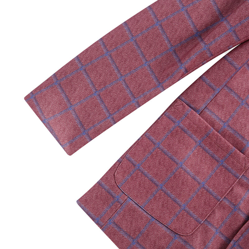 Men Lapel Long Sleeve Plaid Coats