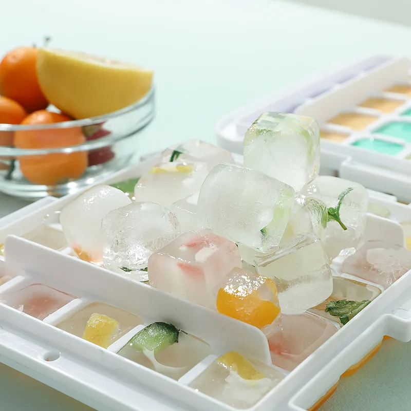 Large-Capacity Ice Tray Press-Type Ice Cube Mold Household Ice-Making Box Homemade Ice Hockey Ice Storage Box Refrigerator Quick-Freezing Double-Layer