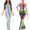 Women Fashion Sexy Printed Tube Maxi Dress