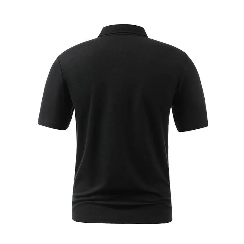 Men Business Casual Stitching Color Block Short Sleeved Lapel Polo Shirt