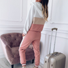 Women Casual Patchwork Design Zipper Hoodies Jogger Pants Sports Set