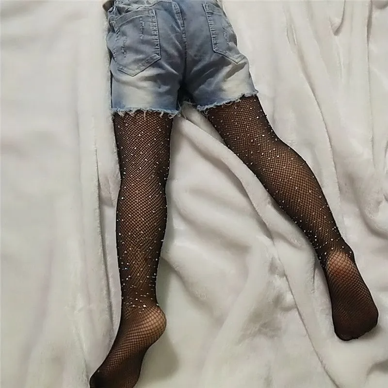 Fashion Girl Shiny Rhinestone Mesh Tights Hosiery Pantyhose