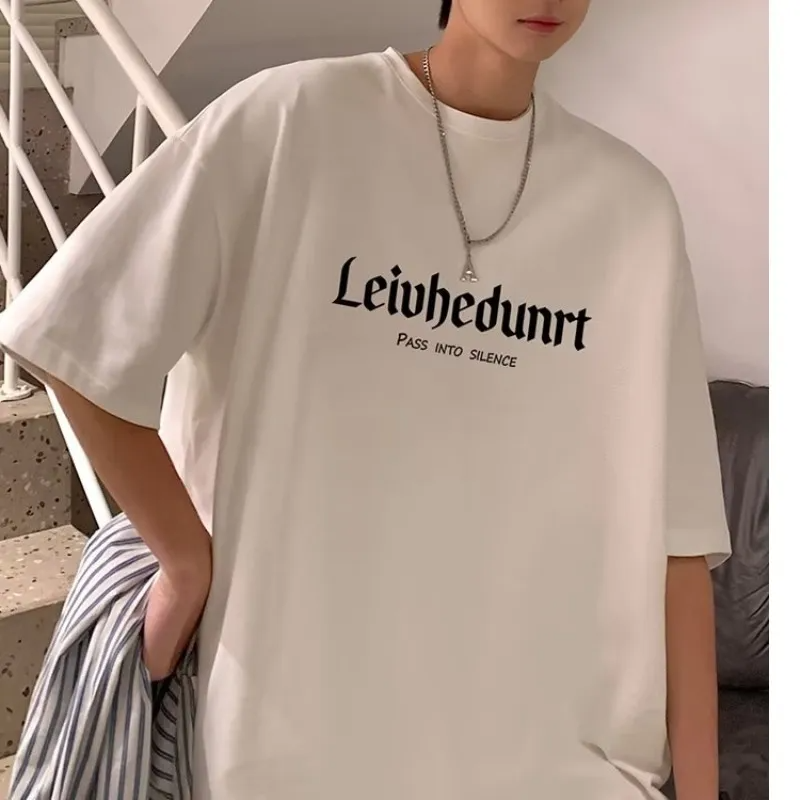 (Buy 1 Get 1) Men Fashion Casual Basic Letter Klein Blue Short Sleeve Plus Size Round Neck Loose T-Shirt