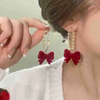 (Buy 1 Get 2) Valentine Day Women Fashion Cosmetic Red Bow Heart Pearl Earrings