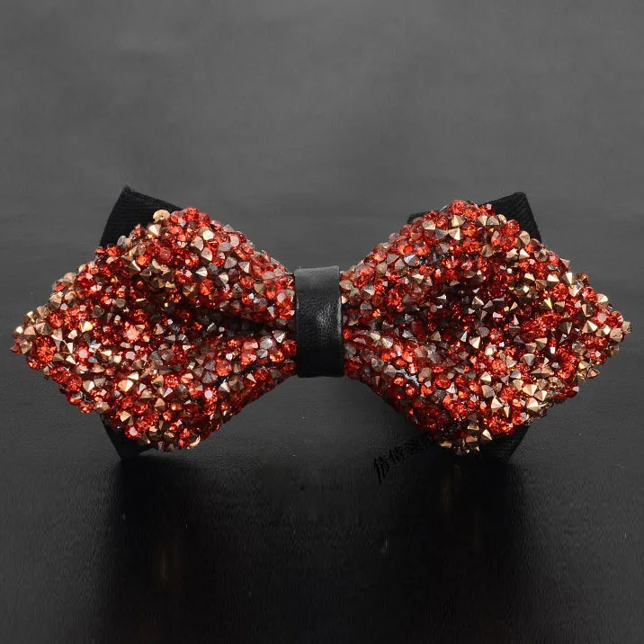(Buy 1 Get 1) Men'S Casual Fashion Rhinestone Exquisite Nightclub Solid Color Bow Tie