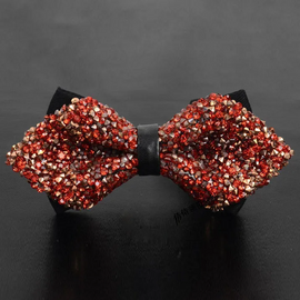(Buy 1 Get 1) Men'S Casual Fashion Rhinestone Exquisite Nightclub Solid Color Bow Tie