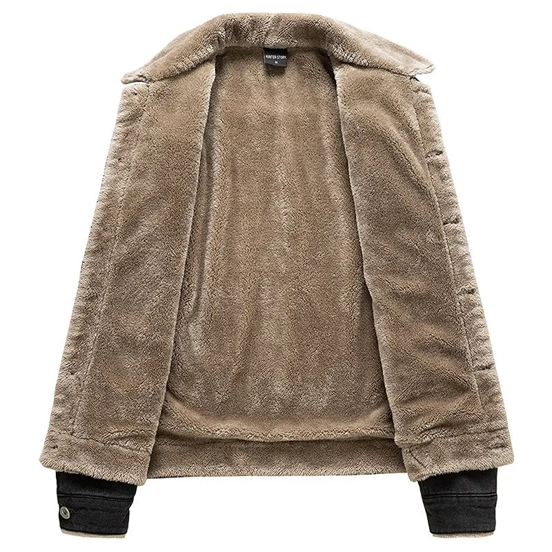 Men Autumn Winter Fashion Casual Simple Single-Breasted Lapel Button Denim Coat