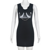 Women Fashion Sexy Printed Chain Sleeveless Tight Dress