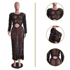 Women'S Fashion Casual Knitted Hollow Long Sleeve Sequin Dress