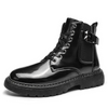 (Buy 1 Get 1) Men Fashion Bright SOlid Color PU Upper Ankle Length Lace-Up Thick-Soled Combat Boots