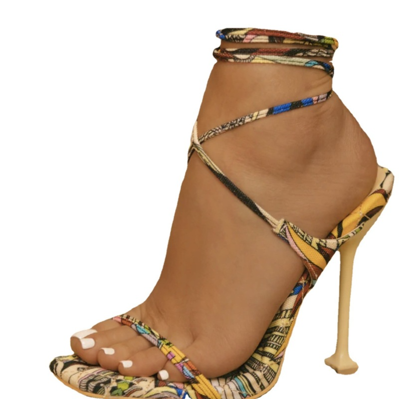 Women Fashion Square Toe Ankle Strap Stiletto Sandals Sexy Shoes