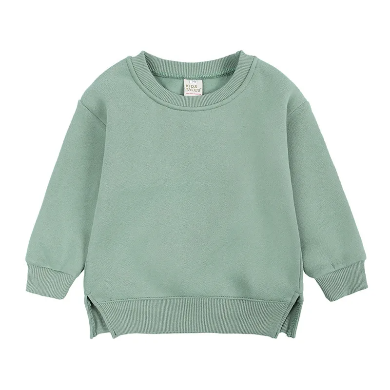 Baby Children Kids Girls Boys Solid Color Long Sleeves Sweatshirt