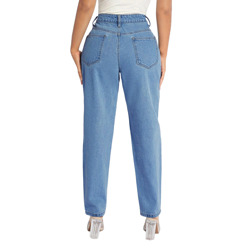 Women Fashion Plus Size Ripped Straight Jeans