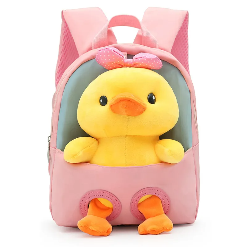 Children Kids Baby Fashion Boys Girls Cartoon Duck Doll Plushtoy Backpack School Bag