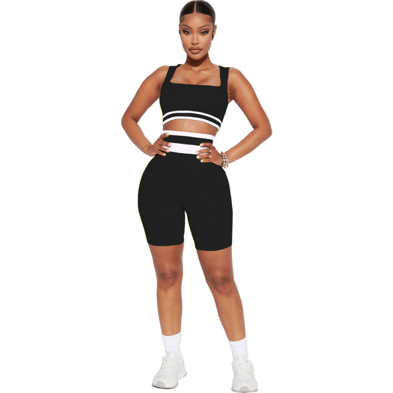 Women Fashion Tank Top Tight Shorts Two-Piece Sports Set
